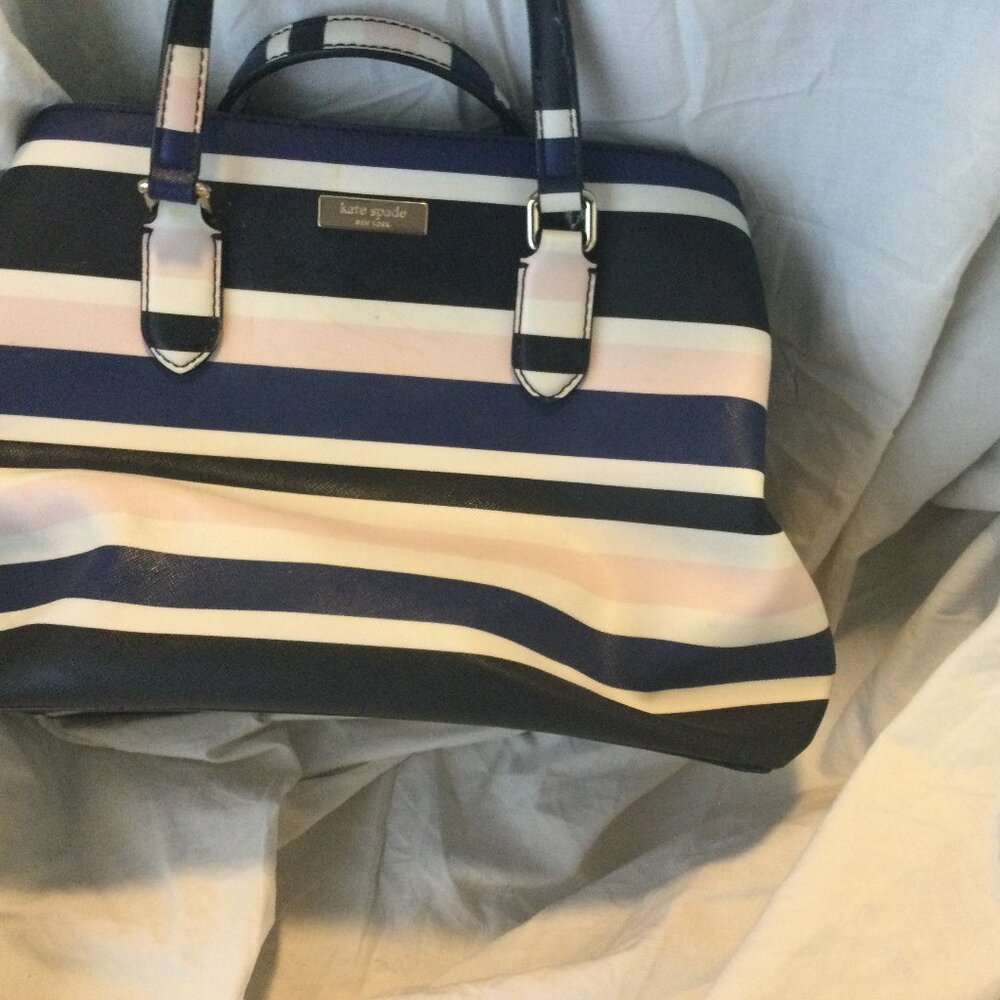 Kate Spade Shoulder Bag Pink/Blue/White Striped Please See Discription
